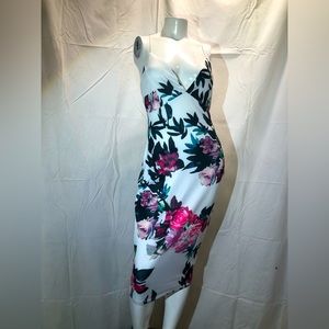 White floral spaghetti strap midi dress